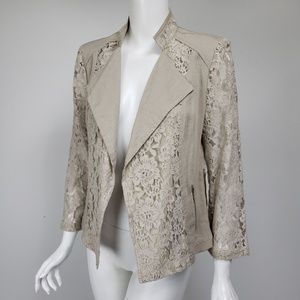 Chico's Lace Open Front Jacket Blazer sz 1